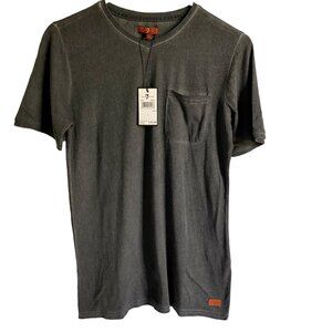7FAM 7 for All Mankind V Neck Tee Shirt Distressed Black Youth Size Large NEW